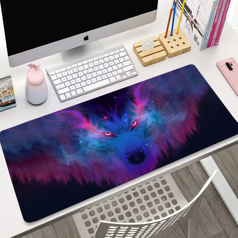 

Colorful Wolf Head Mouse Pad Anime Gaming Large Mousepads Office Computer Desk Mats XXL Laptop Game Accessories Keyboard Pads