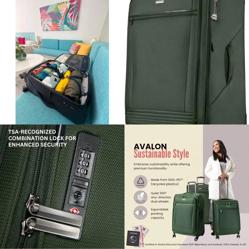 

Medium Check-In Luggage with 100% Recycled PET, Lightweight, Eco-Friendly, Expandable, Dual Spinner Wheels, 28-inch, Juniper Gre