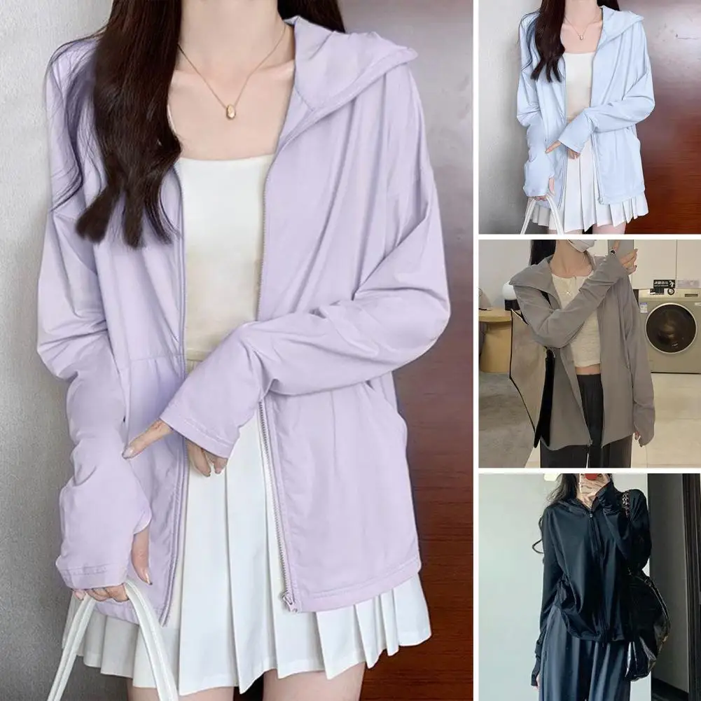 

Windbreaker Women Thin Jacket Sun UV-proof Hooded Coat Outdoor Long Sleeve Female 2026 Summer Windbreaker Casual Outerwear Top
