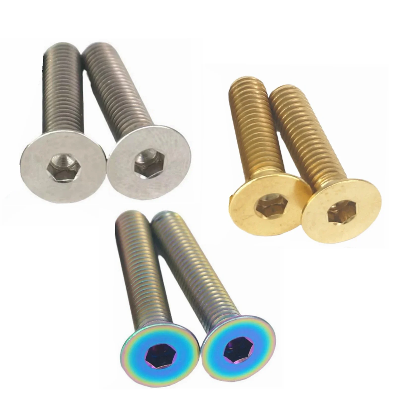 (2) M6*1.0 Length 10/15/20/25/30/35/40/55mm Color Ti/Golden/Rainbow GR5 Titanium Countersunk Bicycle Headset Top Cap Bolts