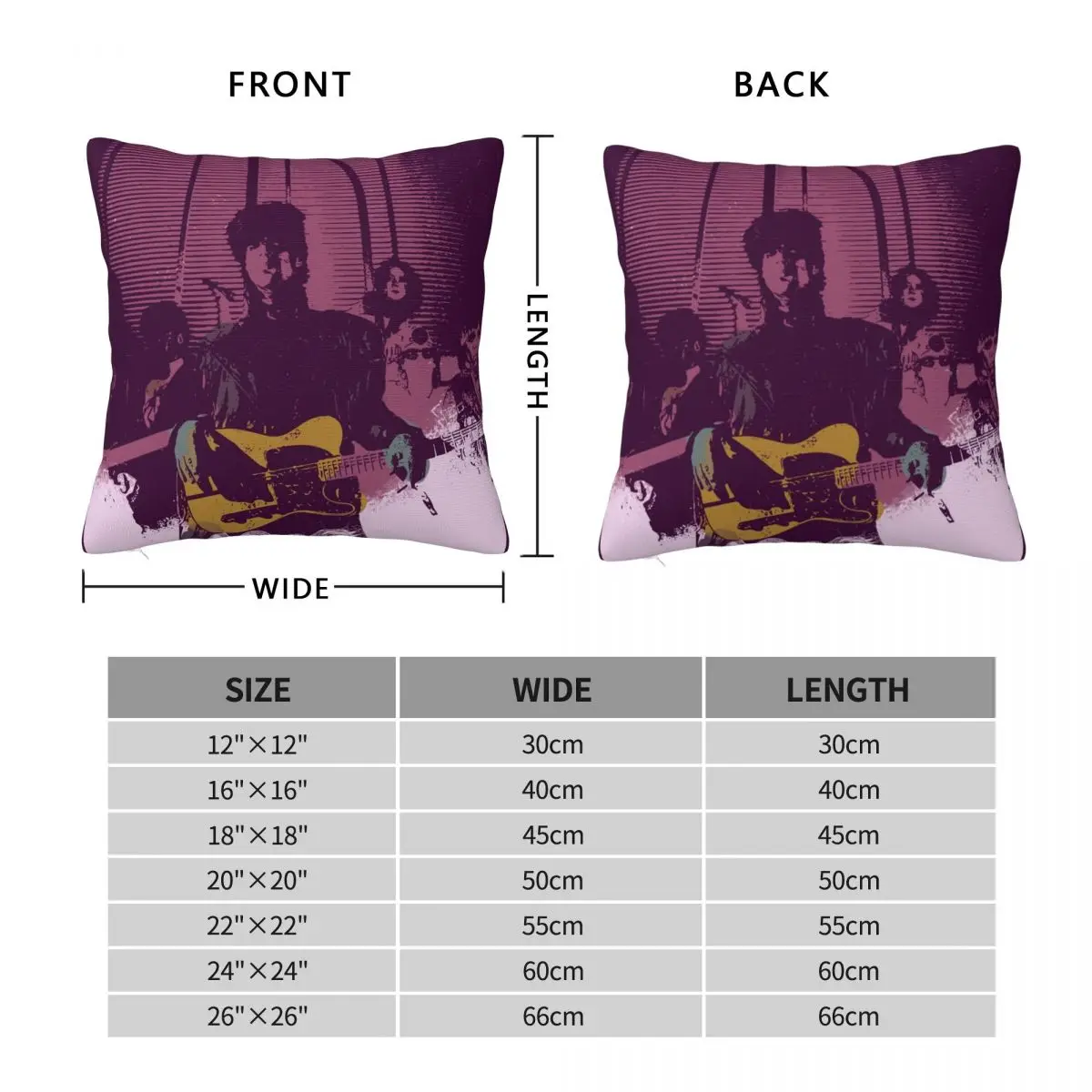 Prince 1999 Square Pillowcase Polyester Linen Velvet Pattern Zip Decor Bed Cushion Cover