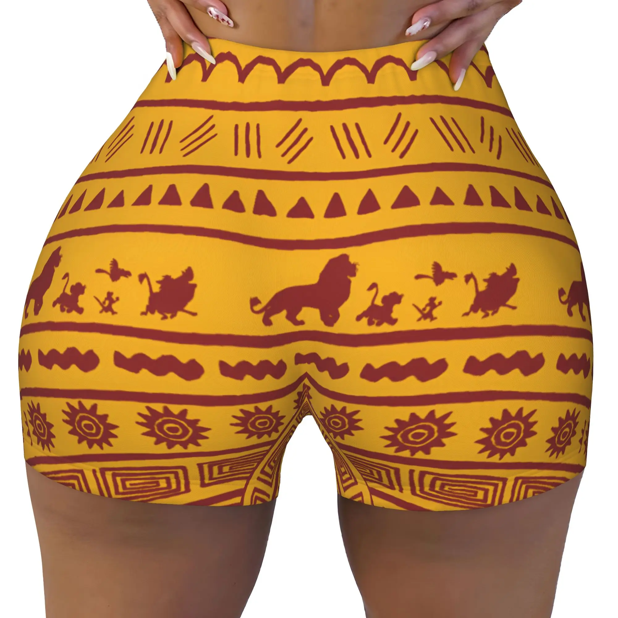 Custom Liones Anime Kinges Gym Volleyball Biker Shorts Women's Hakuna Matata Simba Workout Yoga Shorts