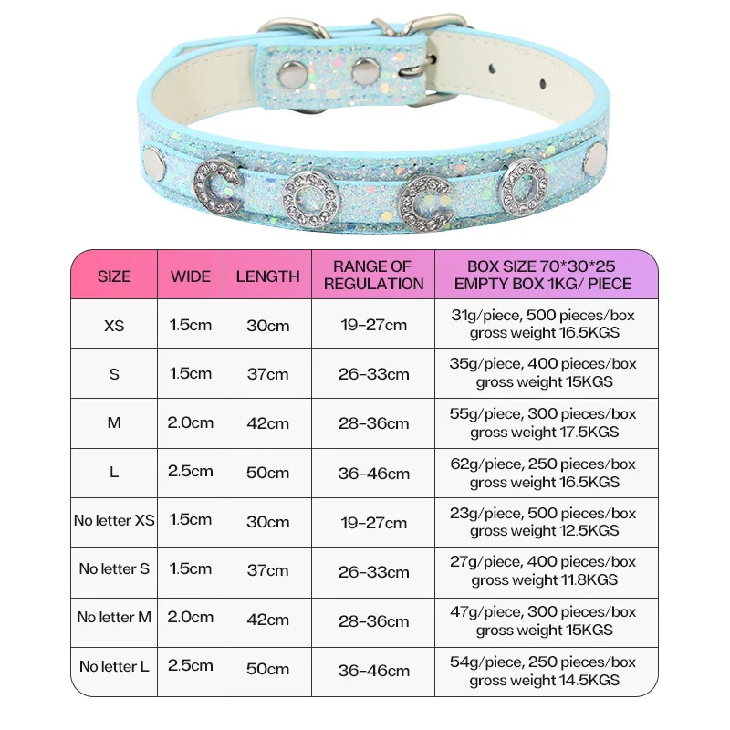 Hot Sale Bling Trendy Diamond Letter DIY Pet Collar Traction Rope Cat Necklace Sequin Decoration Leather Dog Accessories