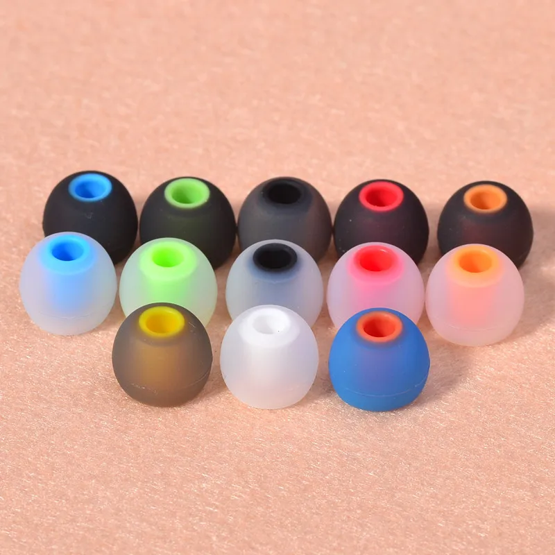 3.8มม. ซิลิโคนนุ่มครอบคลุมหูฟังเอียร์บัดปลายหูแผ่นรองหูสองสีสำหรับหูฟัง10ชิ้น/5คู่