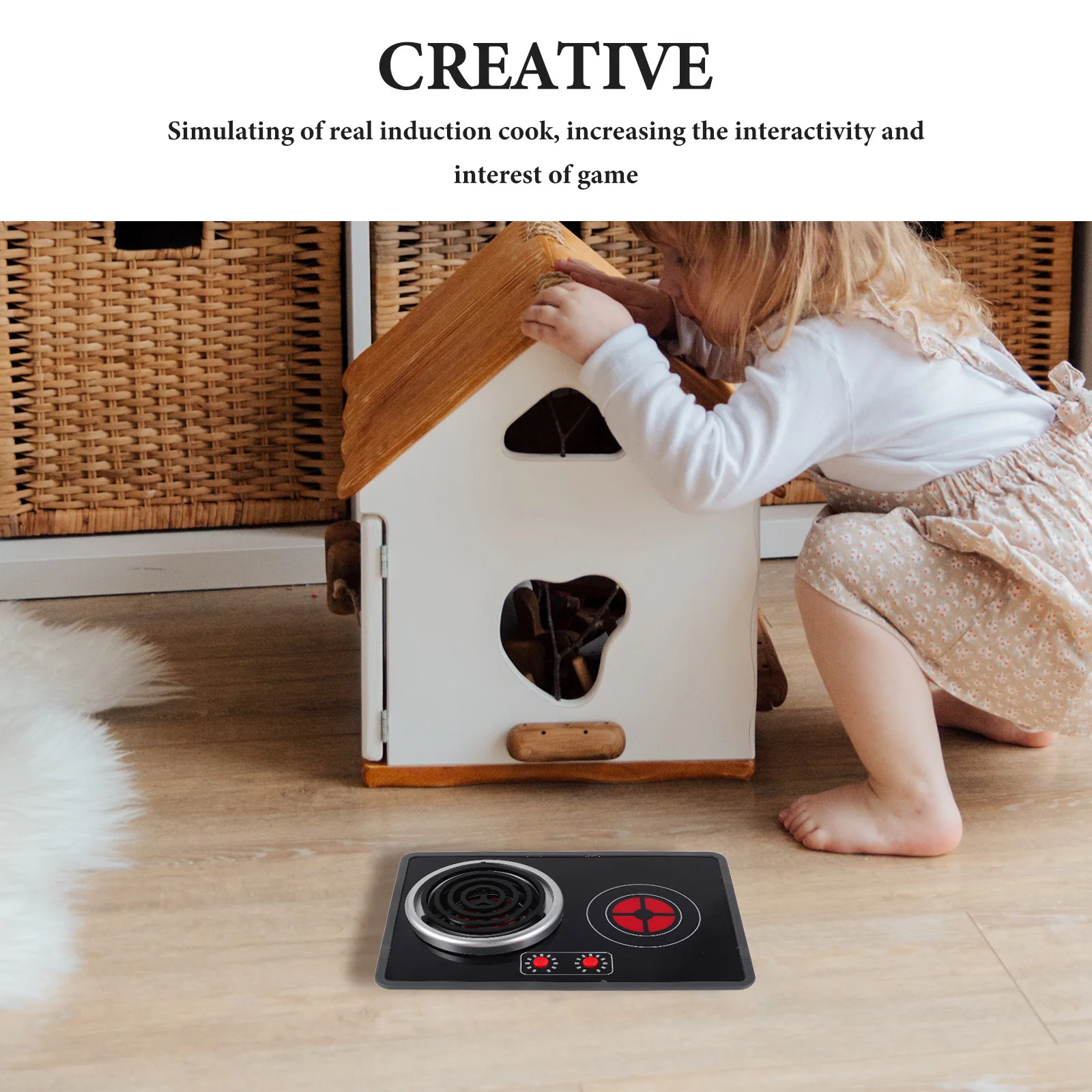 1 ensemble de réchaud de cuisine pour enfants, cuisinière à Induction lumineuse réaliste, effets de lumière sonores, conception légère et sûre, plastique Durable