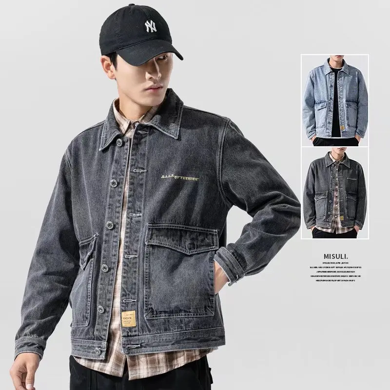 Streetwear Men Jackets And Coats Denim Cargo Jacket 2023 Fashion Mens Outwear Male Plus Size Men\'s Overalls Bomber Jacket