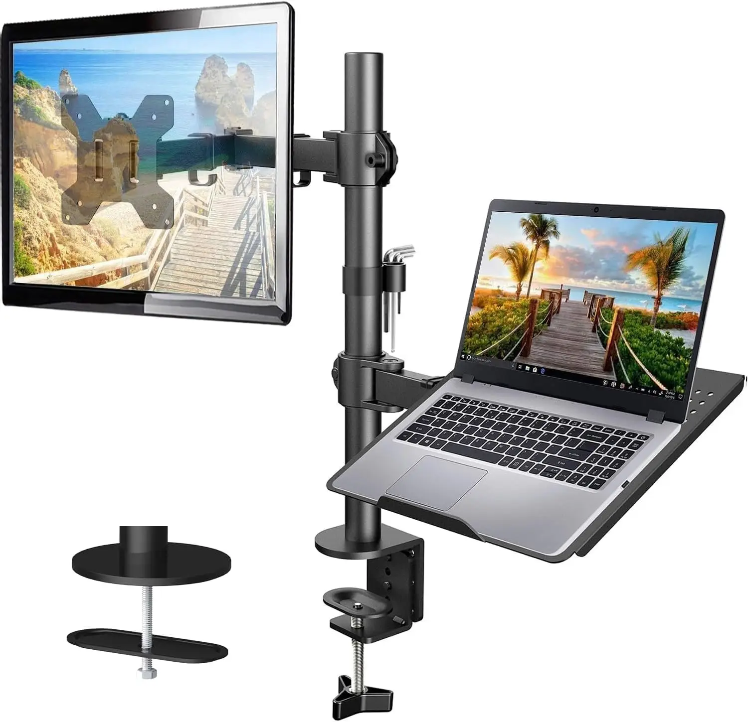 

Adjustable Monitor Stand for 32" Screen and Laptop, Heavy Duty Ergonomic Mount Holds 22lbs