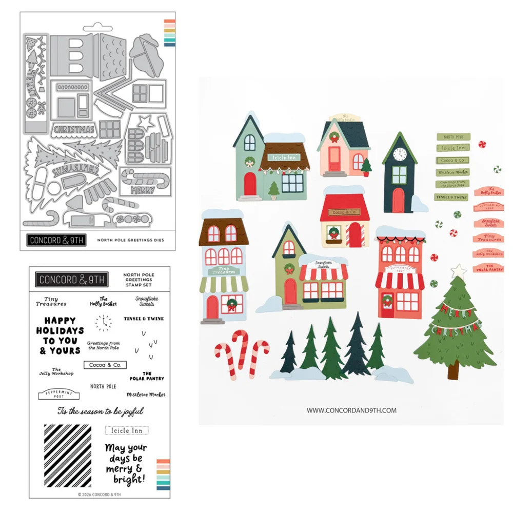 Weihnachtliche Grüße, dekorative Weihnachts- und immergrüne Motive, Metall-Stanzformen, DIY-Kartenherstellung, Papier, Concord & 9. September 2026