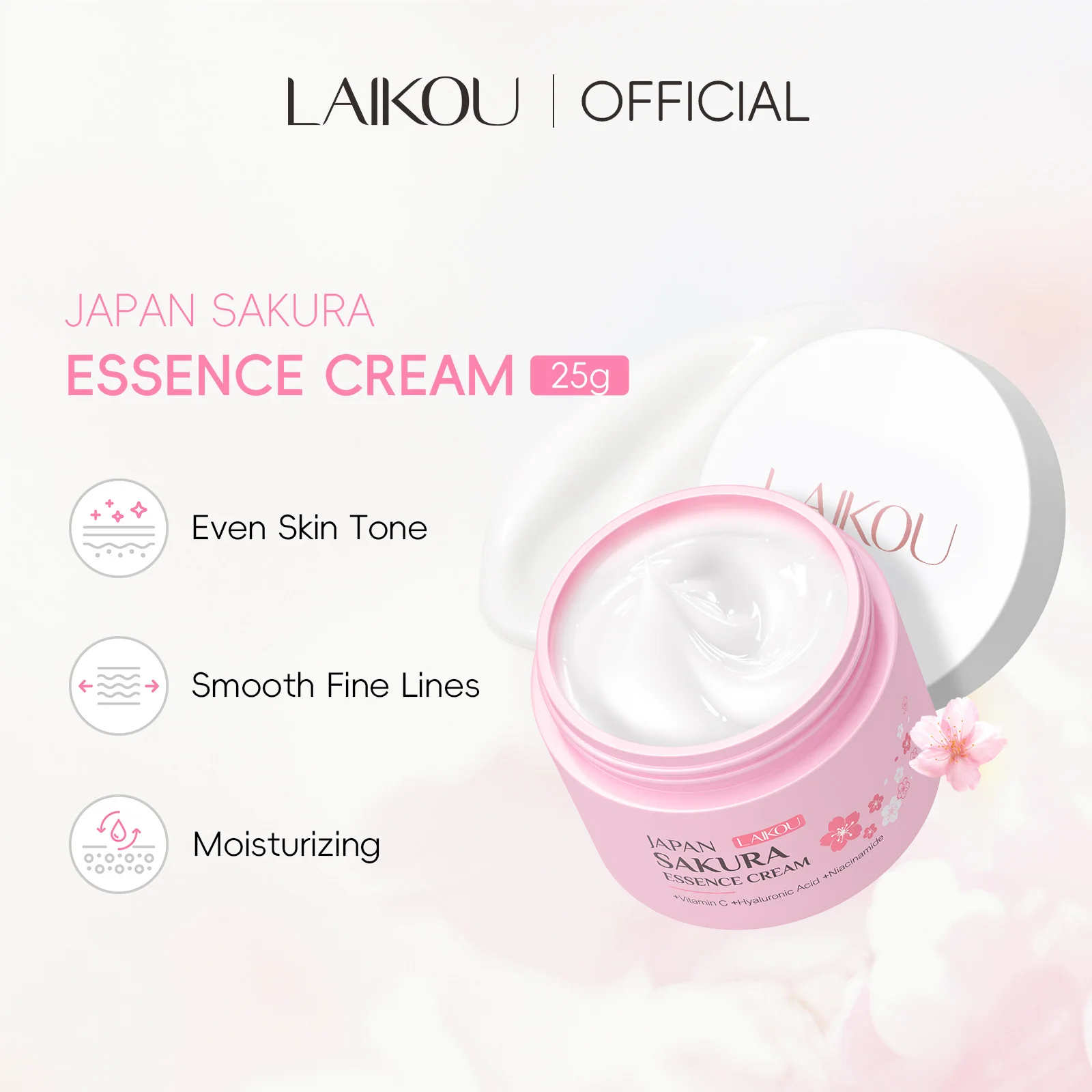 LAIKOU Sakura Hydrating Cream Moisturizer Whitening Nourishing Oil Control Moisturizing & Repairing Deep Hydration Lock Gentle