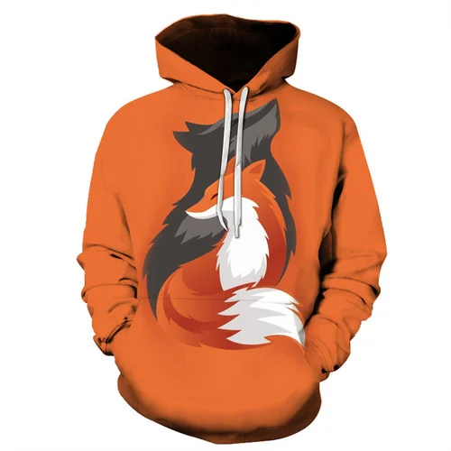 Sudadera con capucha para hombre y mujer, suéter de manga larga con estampado 3D de zorro y Animal, ropa de calle informal