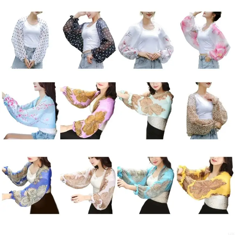 

L5YC Sunproof Shawl Breathable Shoulder Wrap Flared Arm Cover Up for Outdoor Cycling