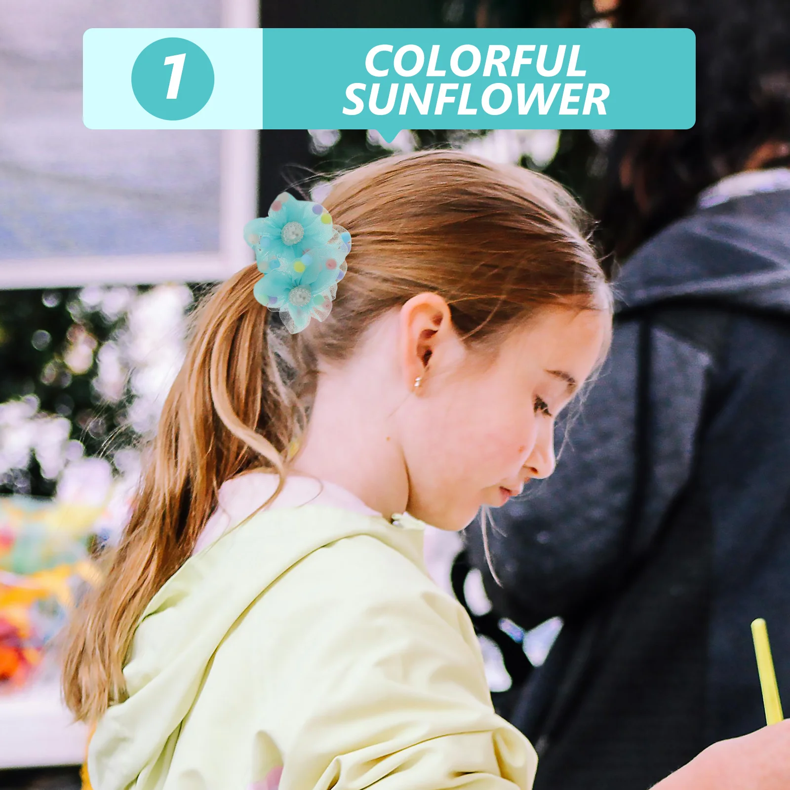 

4Pcs Colorful Sunflower Hair Ties Elastic Ponytail Holders Handmade Stretchy Hair Bands for Girls Women Teens Holiday Dance