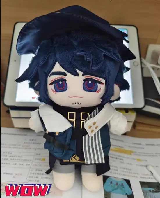 Arknights mr. nada jogo 20cm bonito macio pelúcia boneca corpo cosplay dos desenhos animados vestir-se figuras de brinquedo bonecas presente