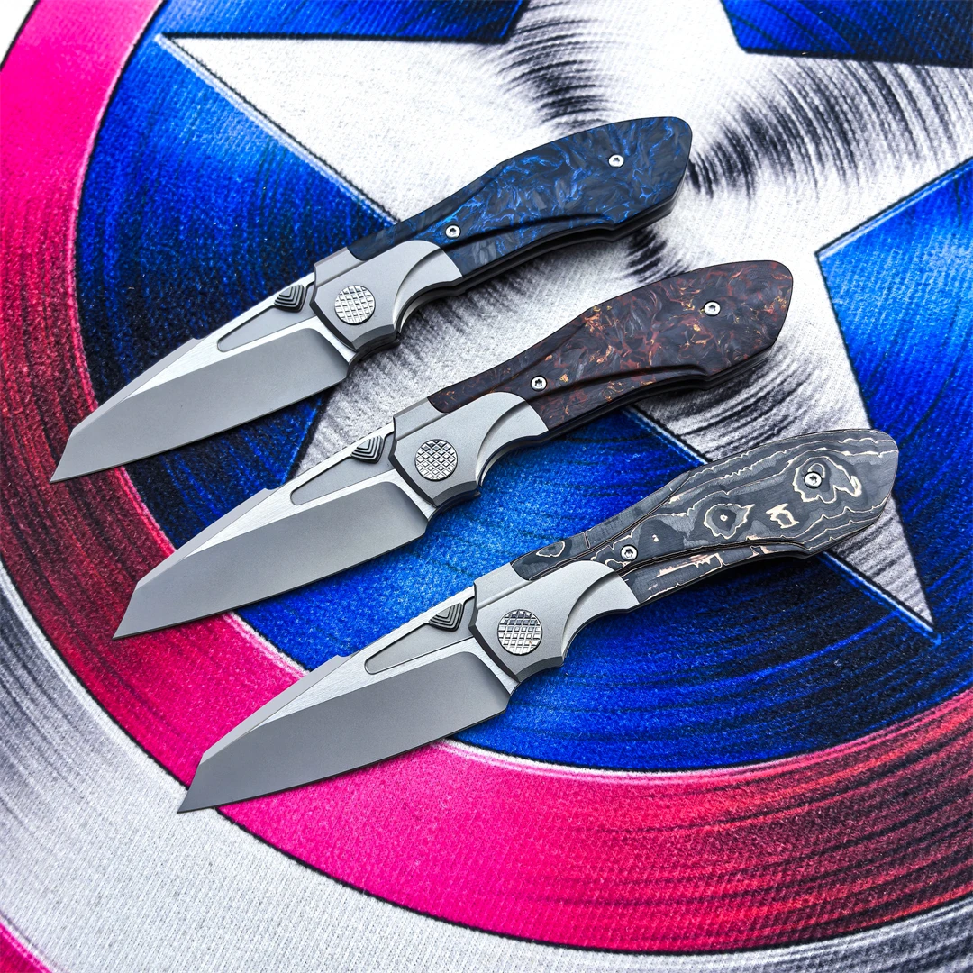 Customized Folding Knife M390 Steel CF Titanium Alloy Handle Camping Outdoor Hunting Rescue Defense Tool Fruit Knife