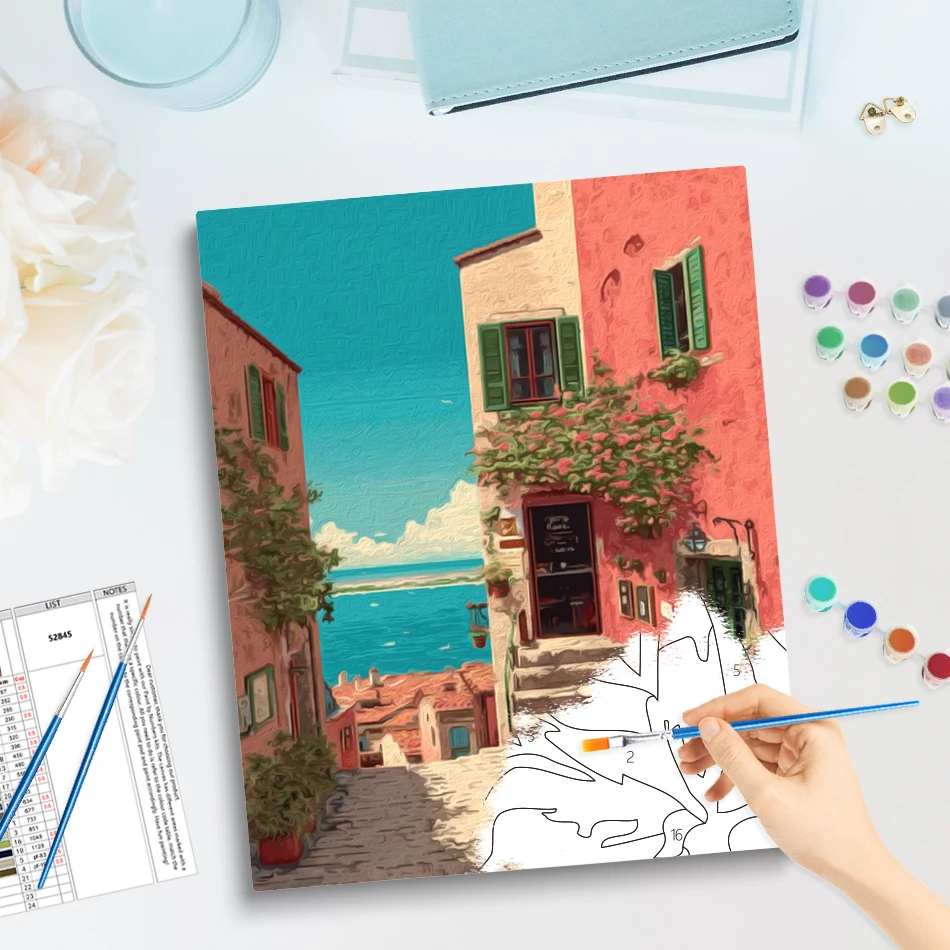 

GATYZTORY Diy Oil Painting By Numbers Coloring For Adults Flower scenery Landscape Color Markers Art Supplies Drawing Wall Decor