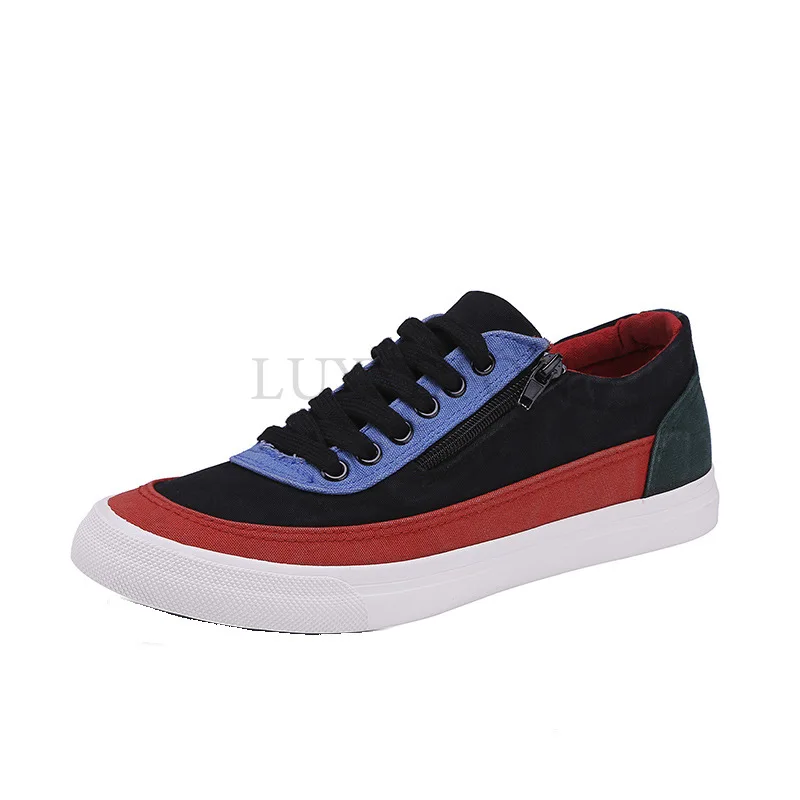 Men Spring Canvas Vulcanized Shoes Fashionable Lace Up Low Top Sneakers Breathable Versatile Casual Shoes for Men