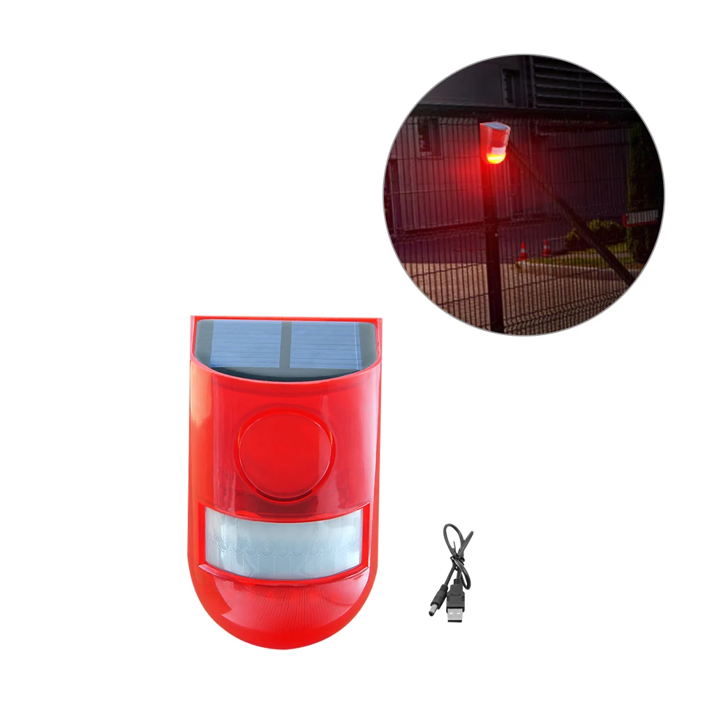 

Solar Powered Alarm Light Motion Sensor Rechargeable Waterproof Sound Light Security Alert