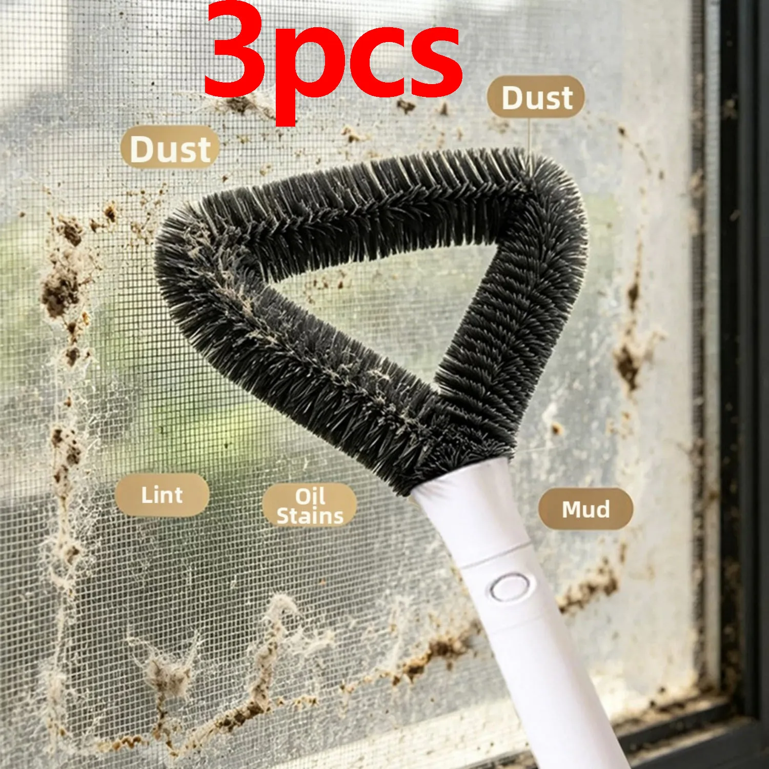 3PCS Triangular Window Screen Cleaning Brush Dense Nylon Bristles Wet Dry Use Dust Remover for Blinds Sill Gap Crevice Cleaner