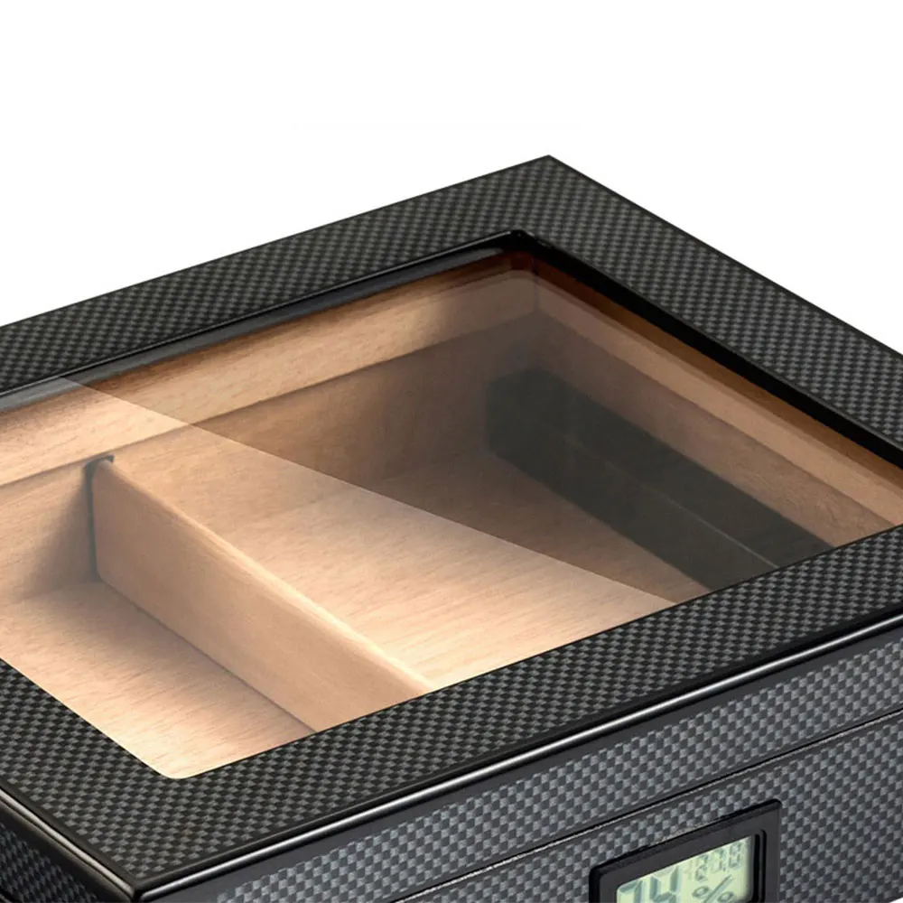 Portable Cigar Cabinet Carbon Fiber Humidor Electronic Display Constant Temperature Cedar Wood Box