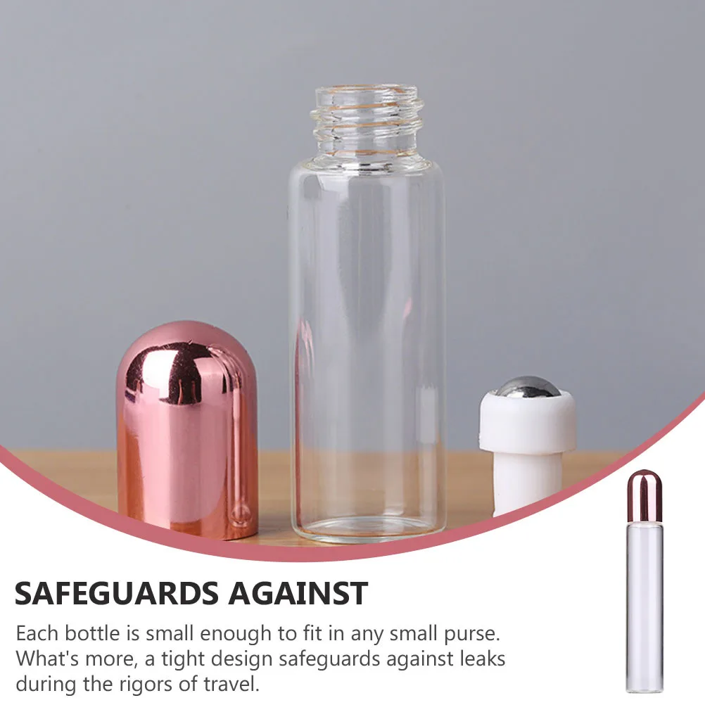 

10Pcs Glass Roller Bottles Leakproof Clear Essential Oil Bottles Refillable Small Perfume Oil Dispenser Ideal for Travel