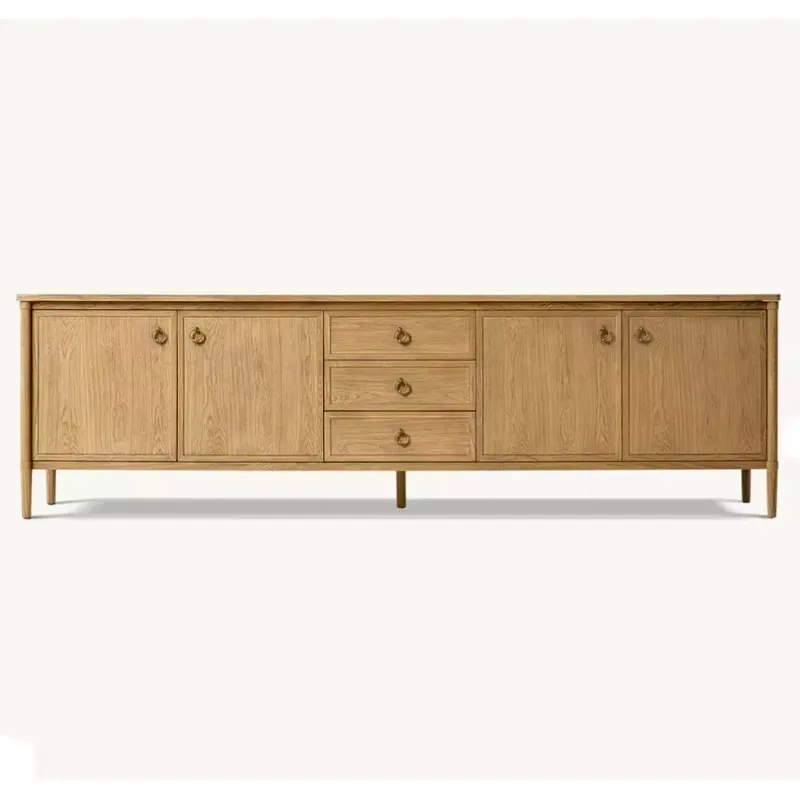 Modern luxury solid wood four doors three drawers media console locker, suitable for farmhouse living room, hotel villa