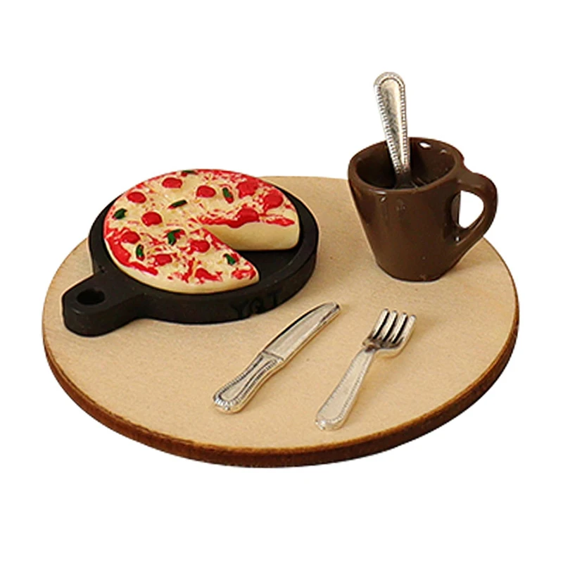 

1/12 Dollhouse Simulation Pizza Tableware Tray Set Dollhouse Food Decoration Dolls House Miniature Kitchen Scene Accessories