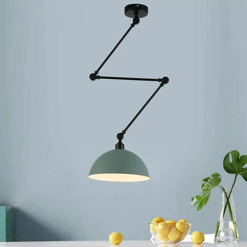 

Nordic Modern Macaron Pendant Light Adjustable Iron Art Lamp Bedroom Study Dinning Room Hanging Lamps Reading Lighting Fixtures