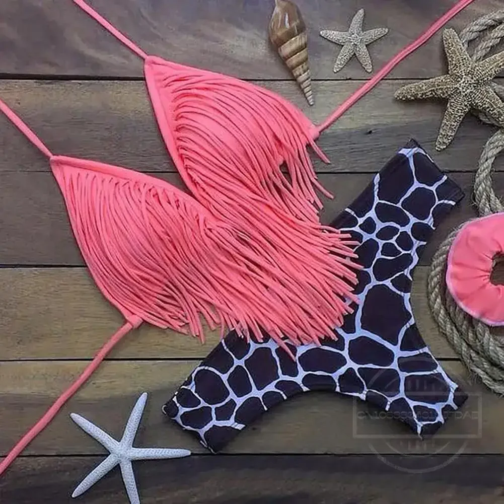 2 قطعة/المجموعة السباحة بيكيني مثير Colorfast SummerTassel عالية الخصر مجموعة البكيني الاستحمام ملابس السباحة مجموعة لينة ملابس السباحة مجموعة للشاطئ