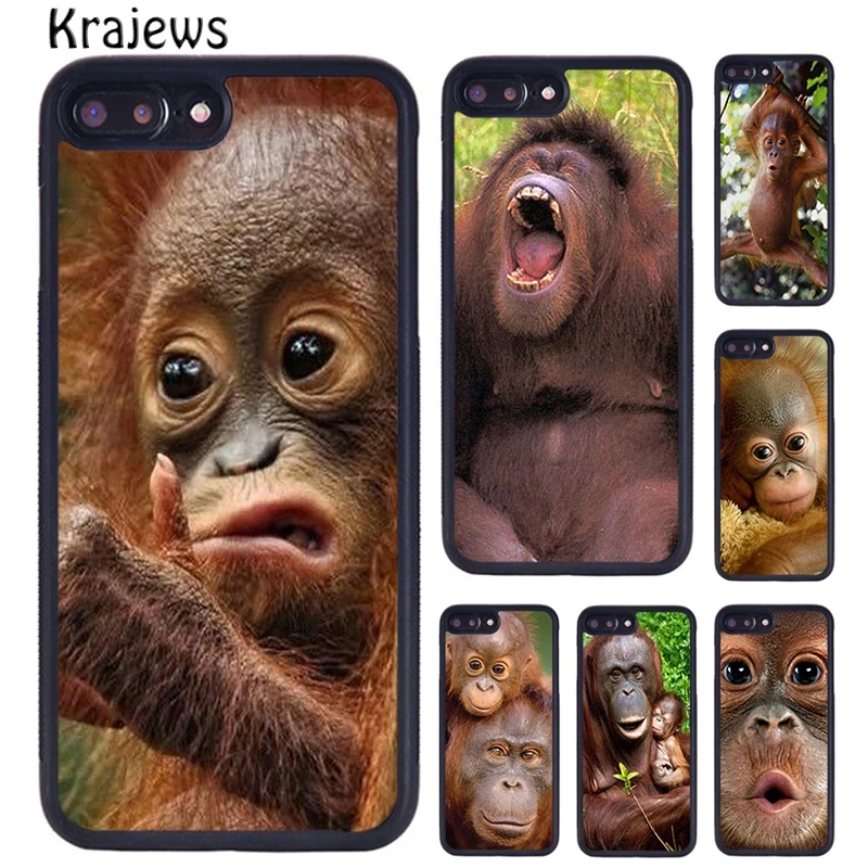 Krajews CUTE ORANGUTAN monkey BABY sweet Phone Case For iPhone 16 15 14 plus X XR XS 11 12 13 pro max coque