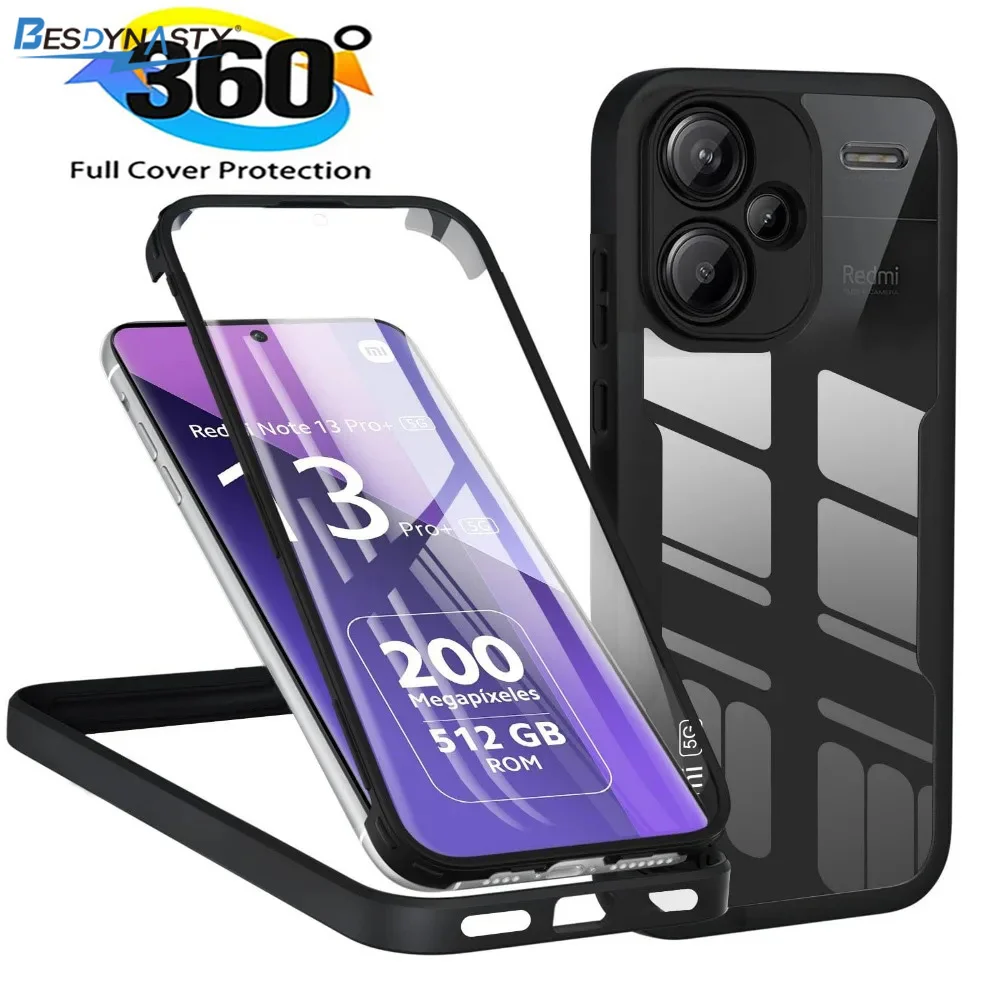 360 Full Body Screen Protector Phone Cases For Xiaomi Redmi Note 15 14 13 12 Pro Plus 5G Case For Redmi 13 5G A5 4G Global Cover