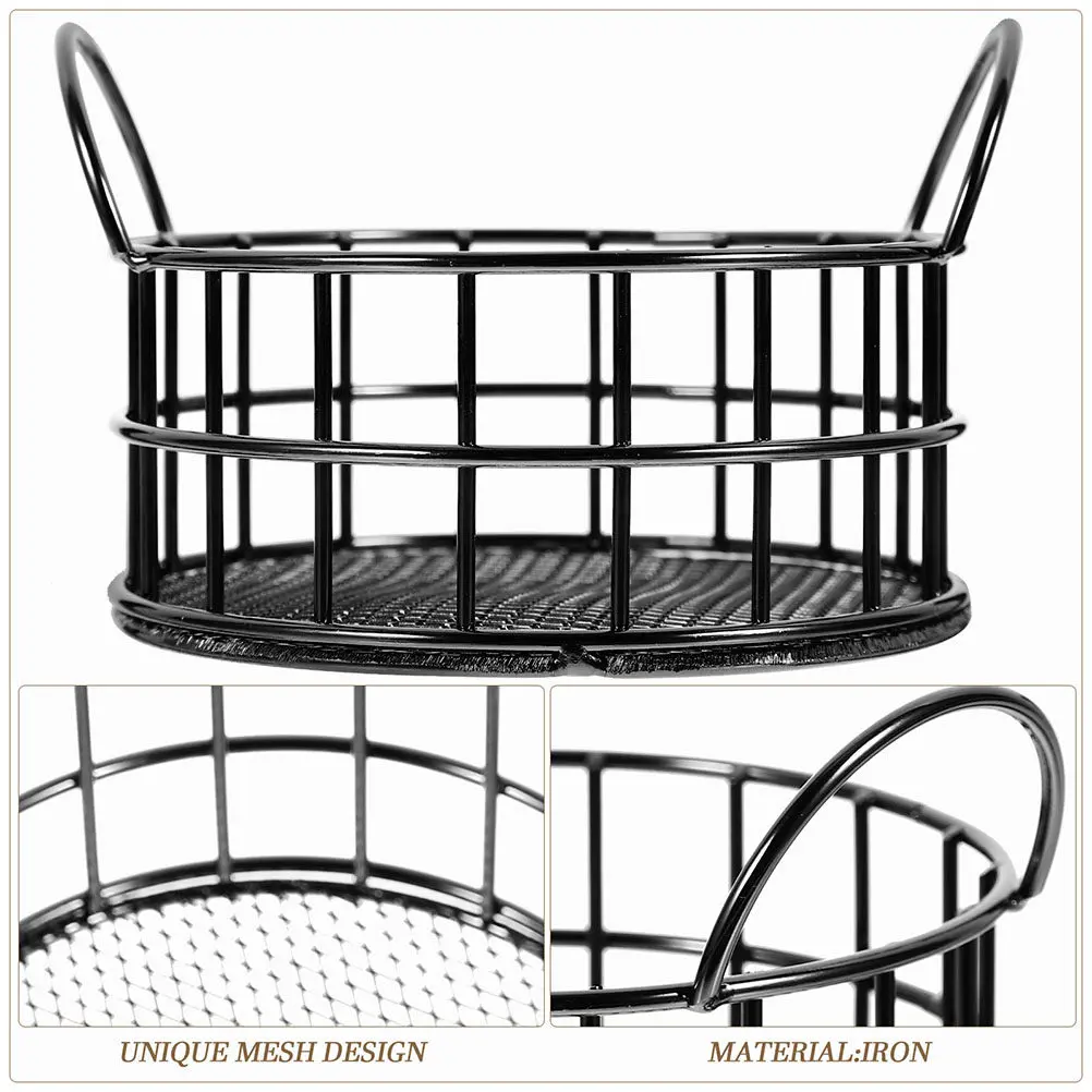 2Pcs Stylish Cat Ear Metal Basket Iron Wire Storage Holder for Desktop Desk Organizer Pen Holder Chopsticks Fruit Snacks Makeup