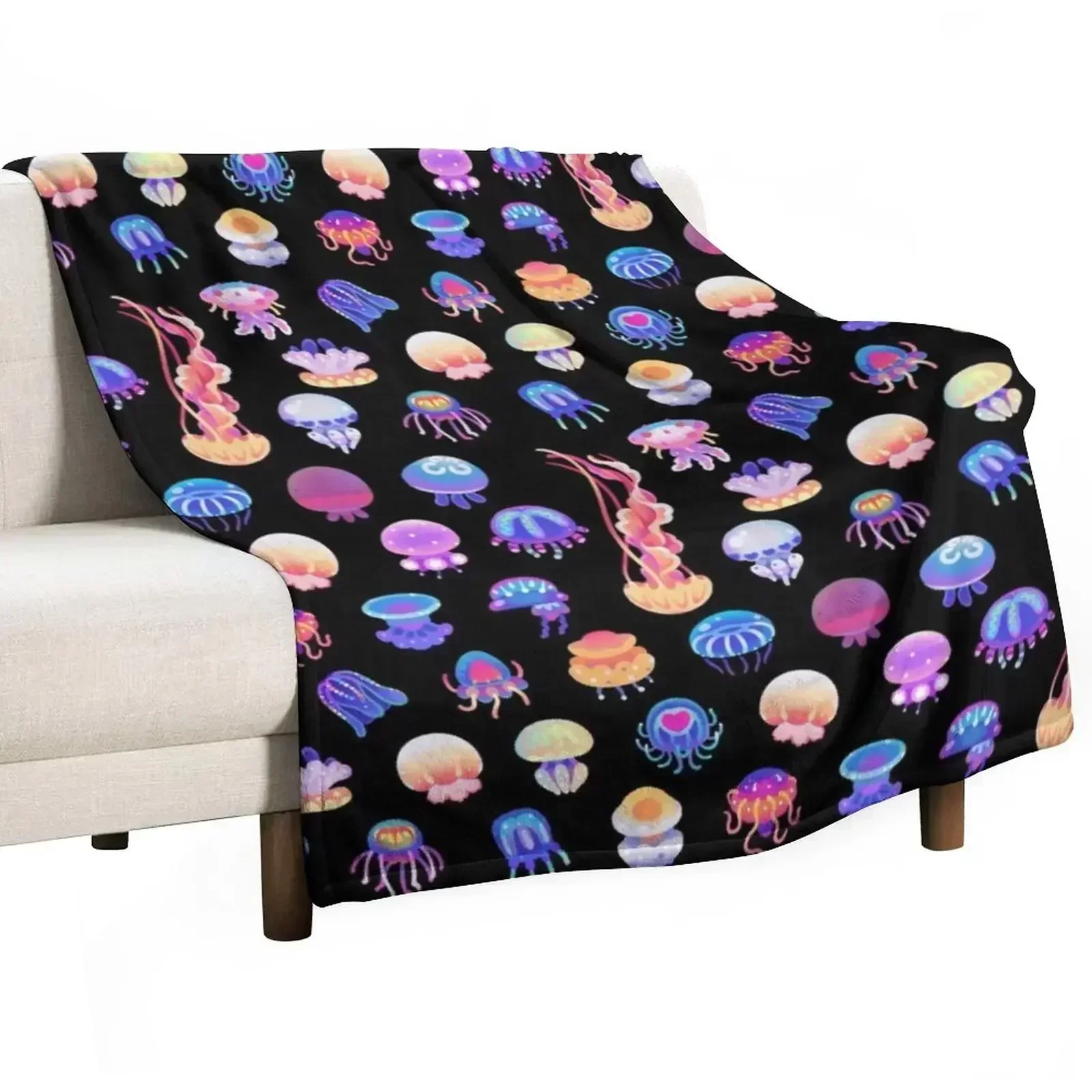 Jellyfish Day Throw Blanket Loose Large For Decorative Sofa Weighted blankets ands Flannels Blankets