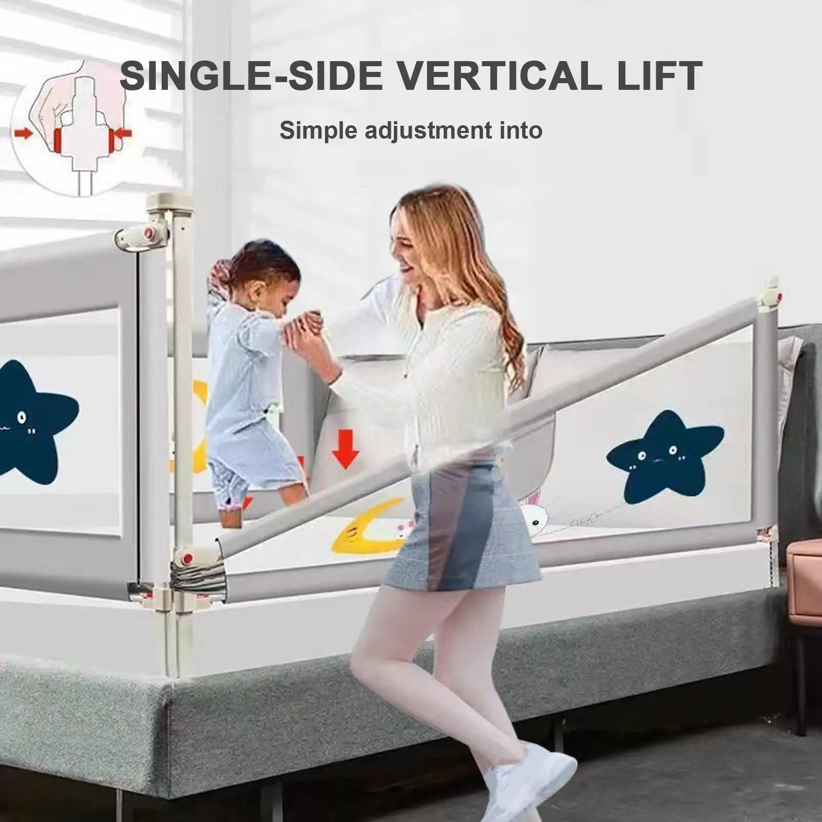

Bed Guard Rail For Toddler Baby's Safety Bed Rails Guard Height Adjustment Secure Sleeping Protection Safety Guardrail For
