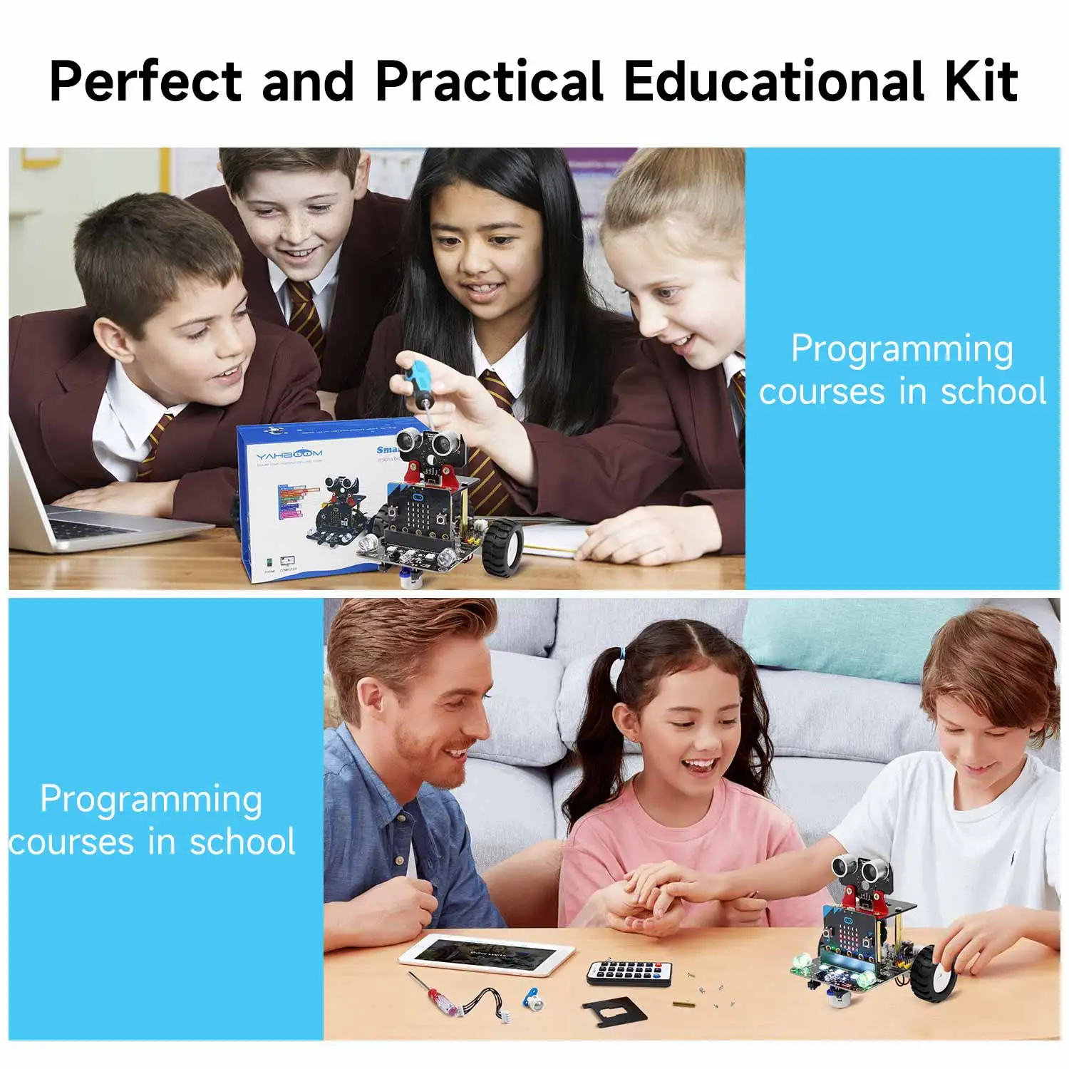 Yahboom Programmable Robot Smart Car for Kids Gift Education DIY Learning Coding Kit APP IR Control Compatible with Microbit V2