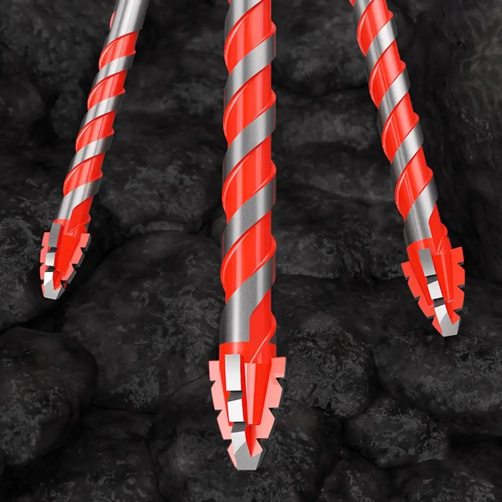 Four-Edged Eccentric Drill Bit Skewed Head Serrated Concrete Drill Bit Set High Hardness Hexagonal Shank Drill Bit Set