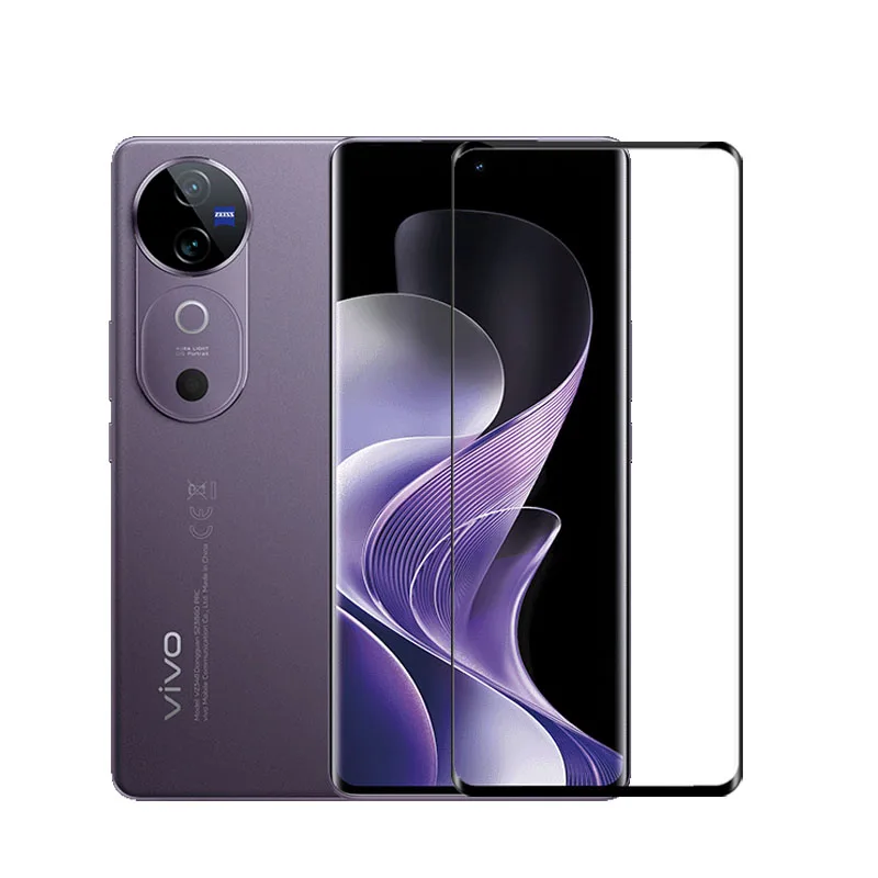 2Pcs Cover Glass For Vivo V40 Tempered Glass  Vivo V40 Screen Protector Protective Lens Film Vivo V40 Glass 3D