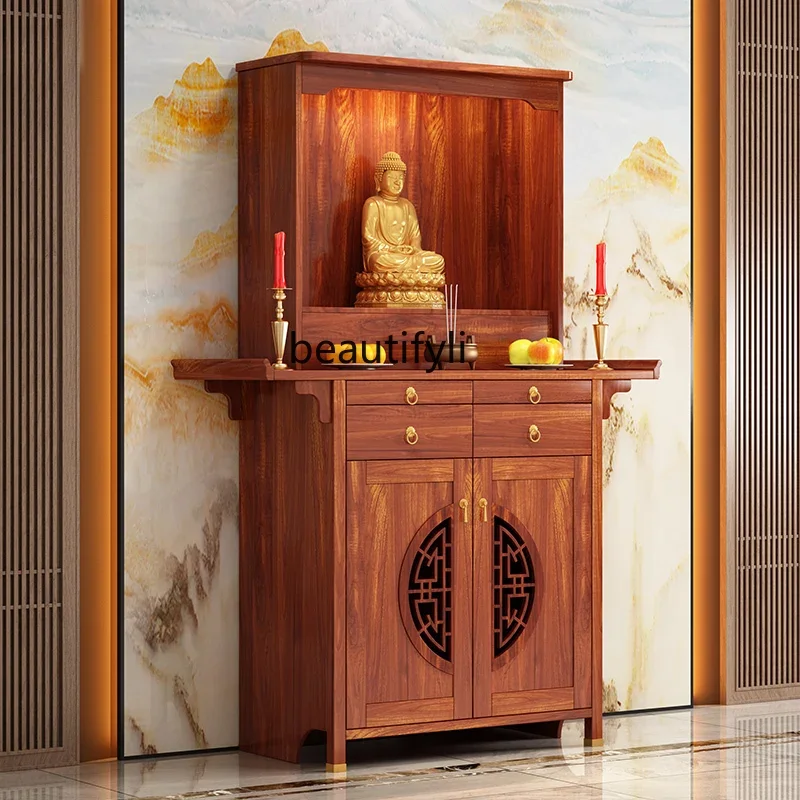 

Solid wood shrine offering table Shrine new Chinese shrine Buddha cabinet offering table incense table Buddha statue