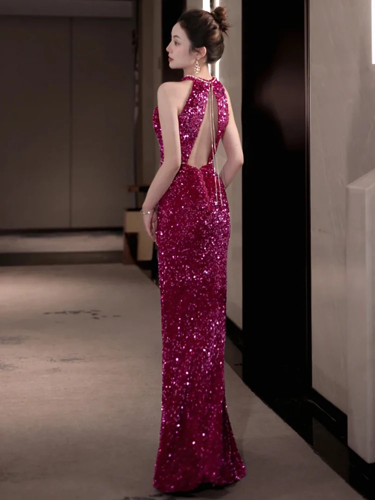 ชุดเจ้าสาวหรูหรา ระยิบระยับ ทรงหางปลา ดีไซน์ใหม่ 2025 สไตล์เกาหลี สำหรับงานหมั้น งานแต่งงาน งานราตรี