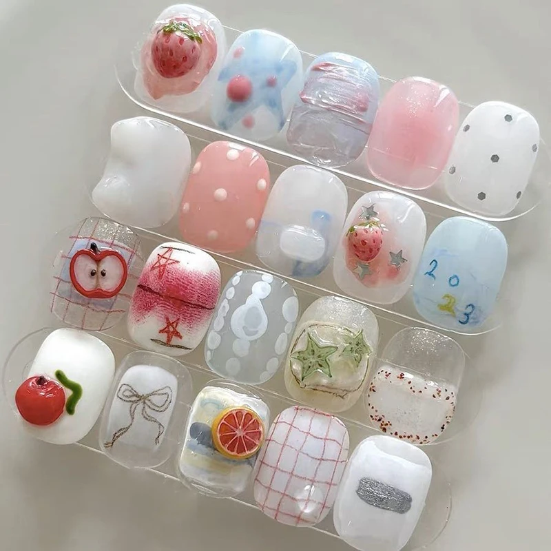 3D Transparent Fruit Nail Silicone Mold, Strawberry Orange Curved Carving Mould, DIY Relief Nail Art Decor Tool for Manicure Des