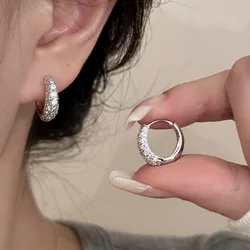 BF CLUB 925 Sterling Silver Earrings For Women Trendy Simple Zircon Round Earring Jewelry Prevent Allergy Party Accessories