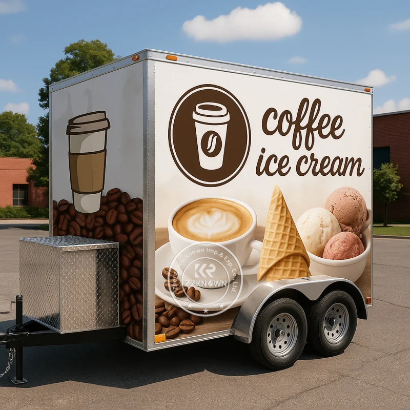 custom.Modern Mobile Kitchens Food Trailer Truck Concession Catering Caravan with Snack and Chip Applications