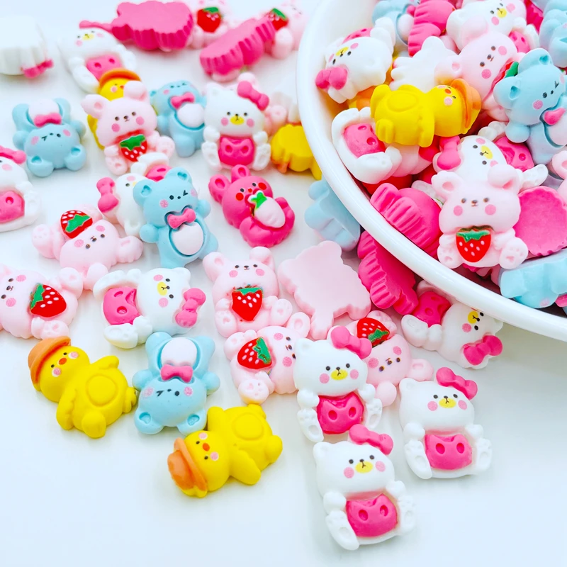 20 Pcs New Cute Resin Mini Cartoon Little Bear Flat Back Cabochon Scrapbook Kawaii DIY Embellishments Charm Accessories G71