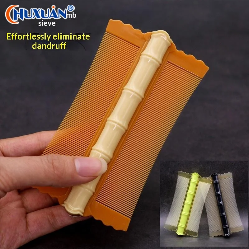 Q Plastic Bamboo Node Comb Double Sided Encrypted Teeth Removing Head Lice Dandruff Removal Scalp Hair Comb Practical Tool