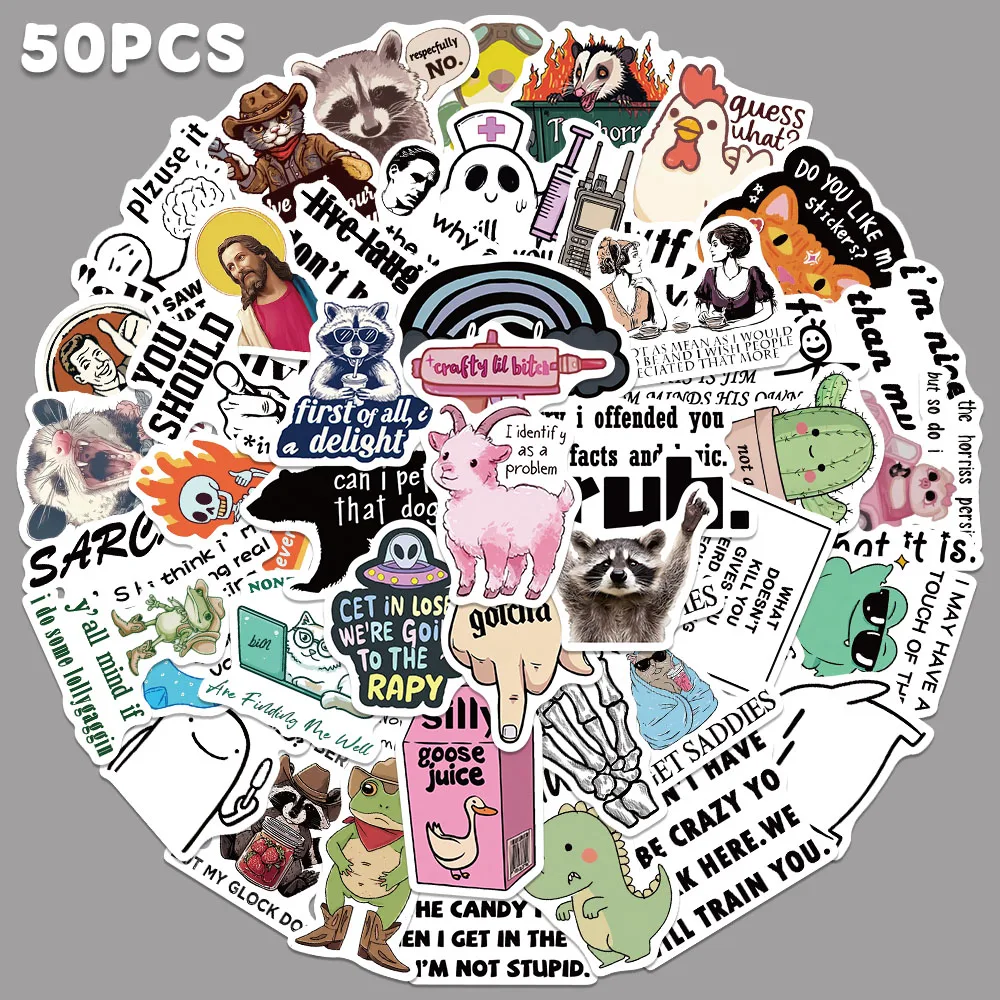 

50pcs Cartoon Funny Sticker Creative Cool Decal For Diary Fridge Phone Backpack Laptop Magazine DIY Decoration Sticker