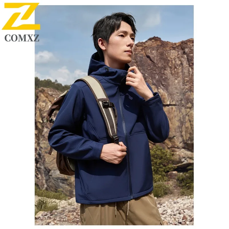 COMXZ الفاخرة مقنعين الرجال سترة 2025 المشي لمسافات طويلة رحلة سميكة معطف دافئ جميع الأغراض ارتداء اليومي ضوء الباردة والدليل على الشتاء ملابس جديدة #6