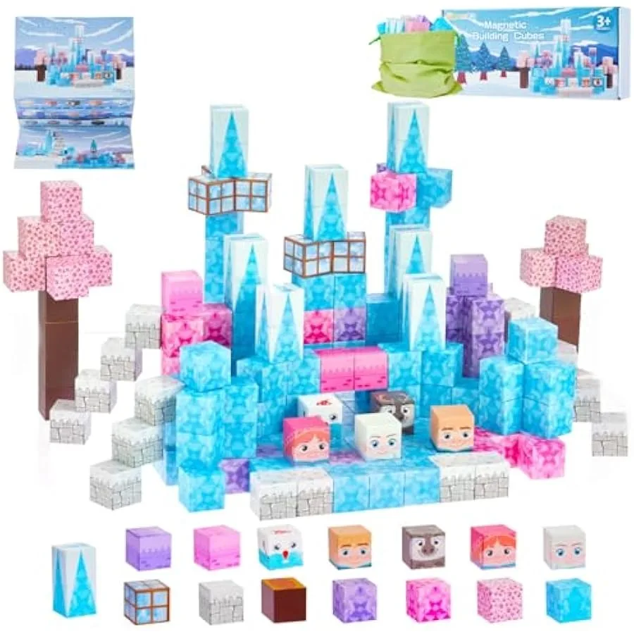 

Magnetic Block Set - 110 Pcs Magnetic Building Blocks - Magnet Princess Magic Ice World Magnetic Tiles Magnetic Toys Magnetic B