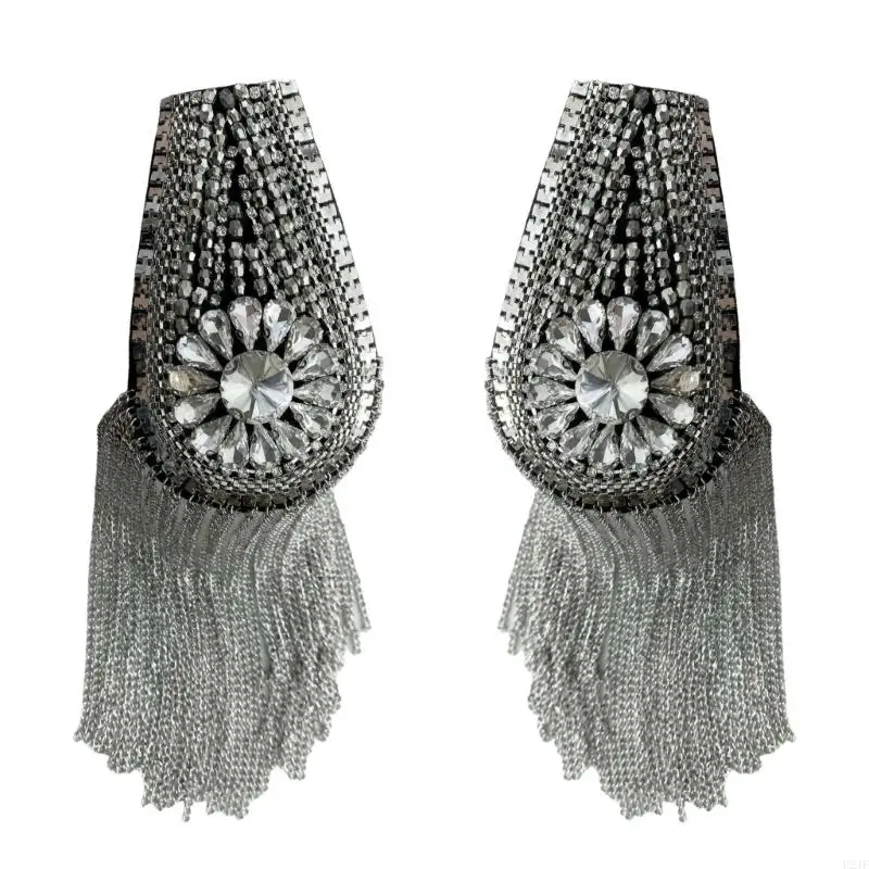 Decorative Shoulder Epaulette Brooch with Tassels Detail for Formalwear Looks, Costume Styling, and Decoration