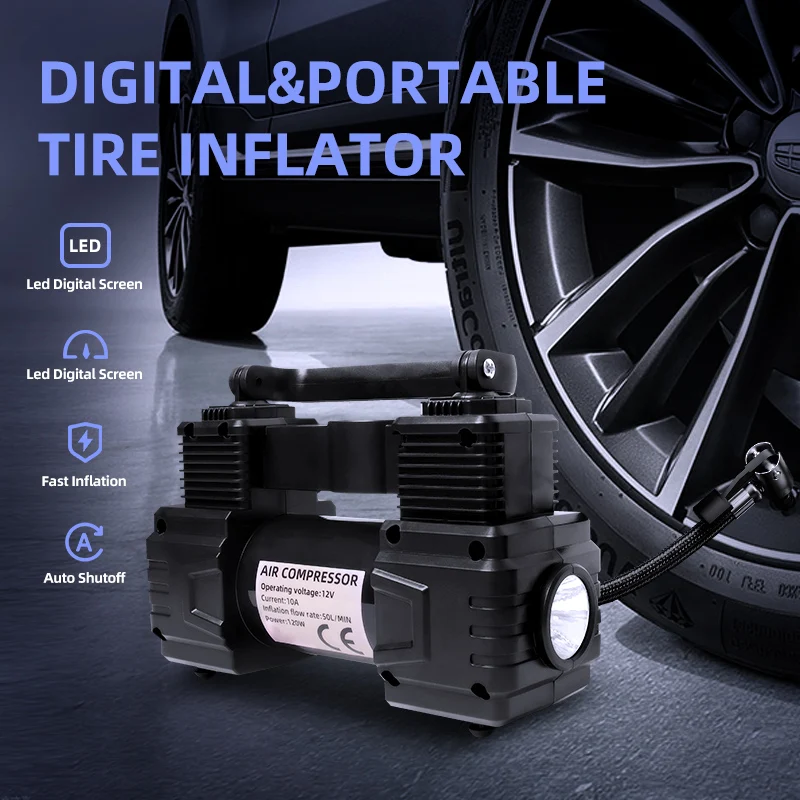 

Автомобильный насос 12В, компактный, многофункциональный, удобный, проводной, электрический, для подкачки шин