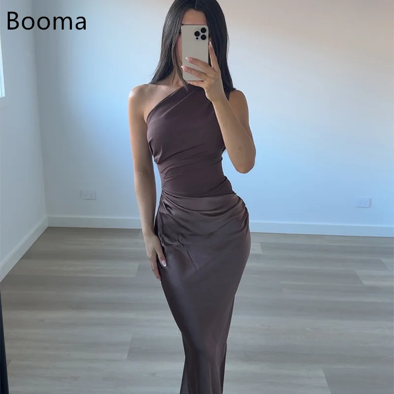 

Booma Simple One-Shoulder Mermaid Evening Dresses Formal Party Gowns for Women Pleat Sleeveless Elegant Prom Gown Customize 2025
