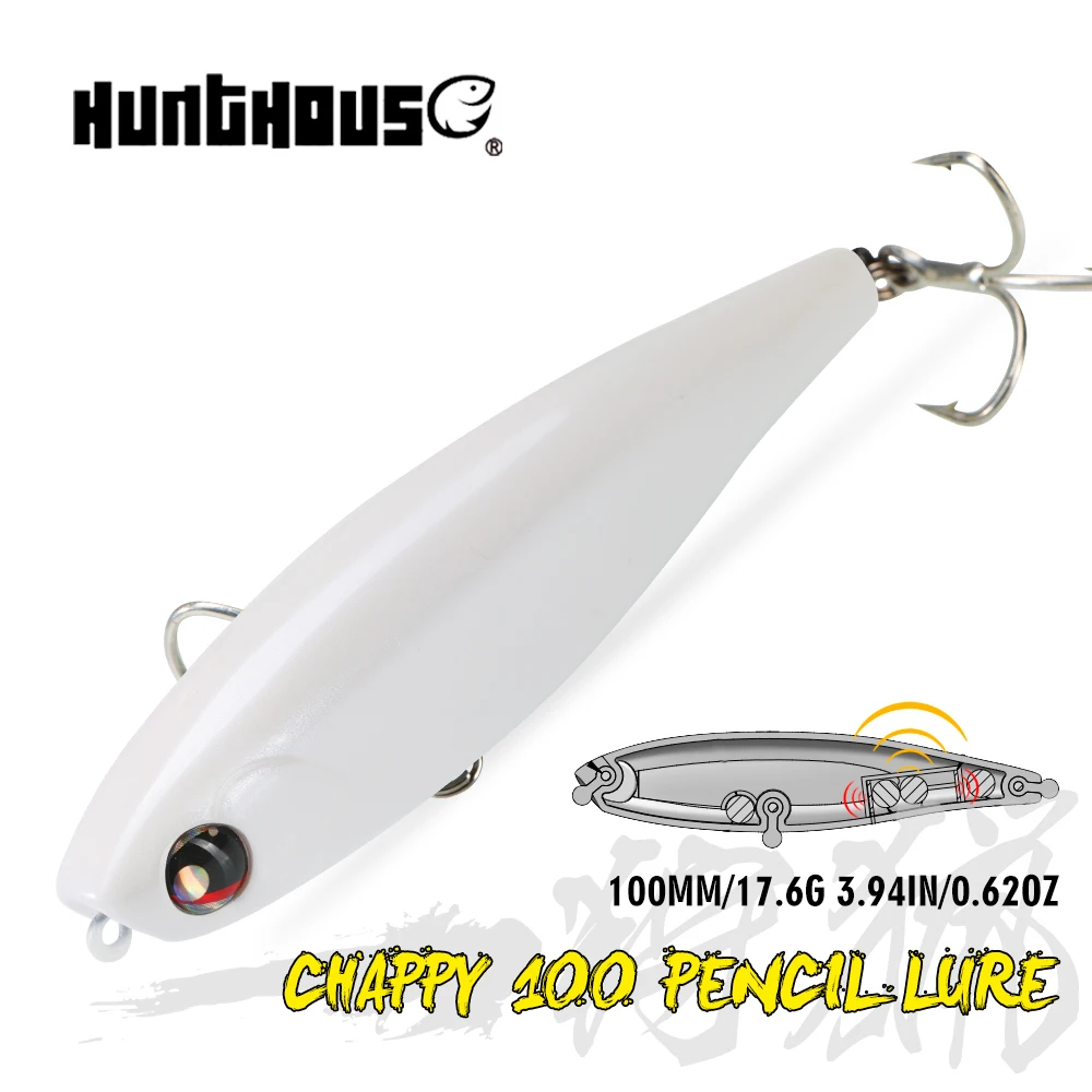 

Hunthouse Topwater Pencil Fishing Lure Floating Tungsten Hard Bait WTD Surface 100mm 17.6g Saltwater For Pike Bass Fish Tackle